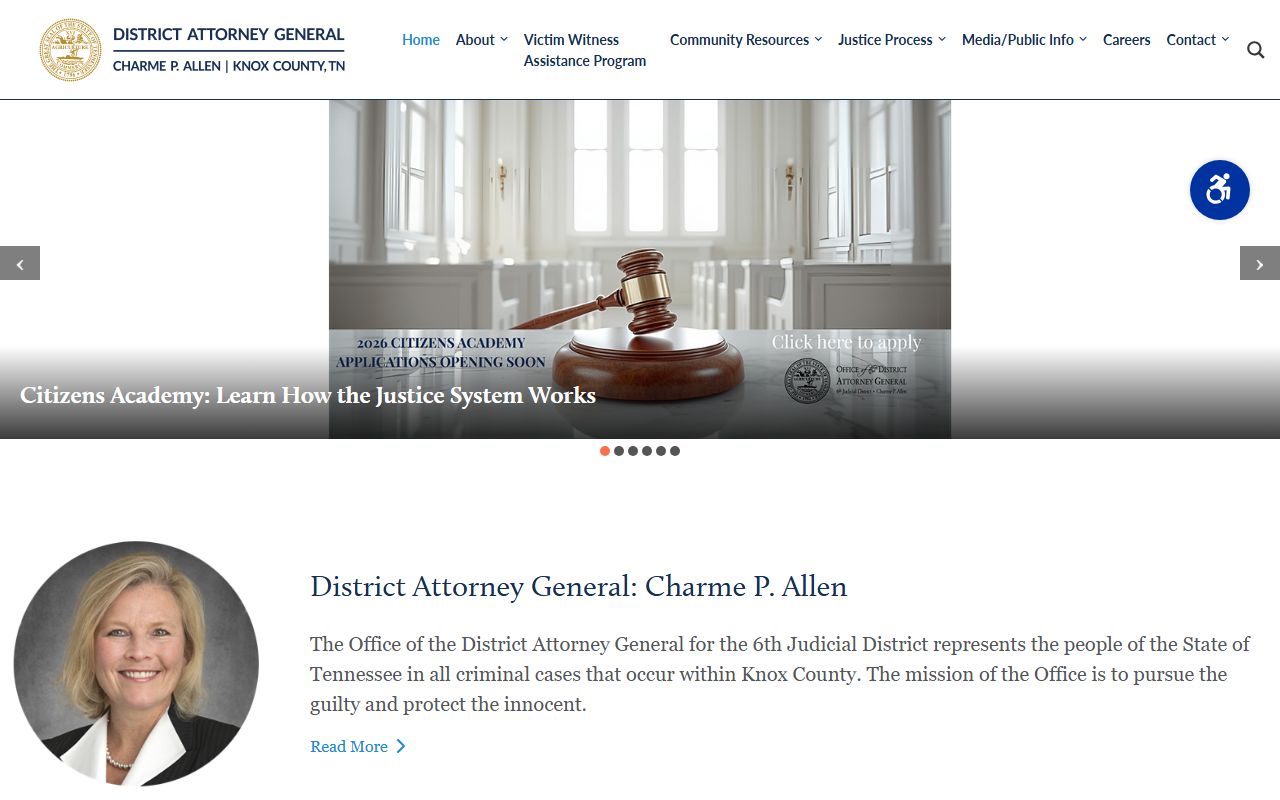 Knox County District Attorney General homepage related to warrants